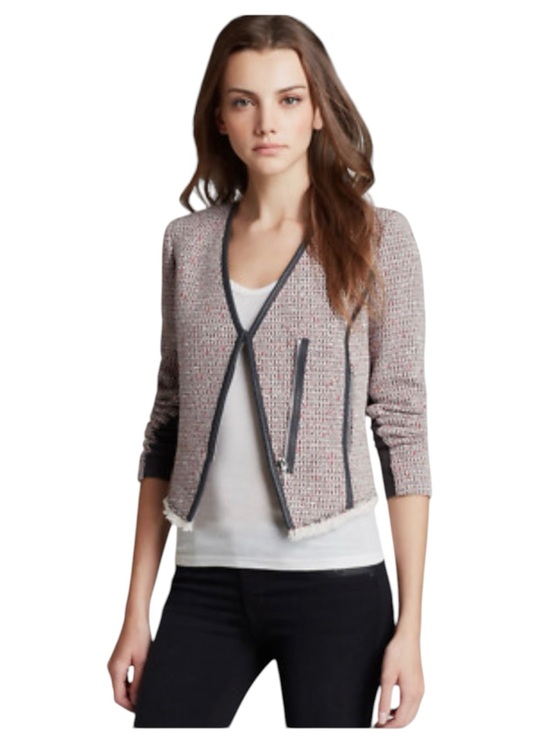 Rebecca Taylor Jackets & Blazers - Rebecca Taylor Cutaway Leather Trim Tweed Jacket size 8